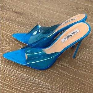 So Sorella Blue Vinyl Heels